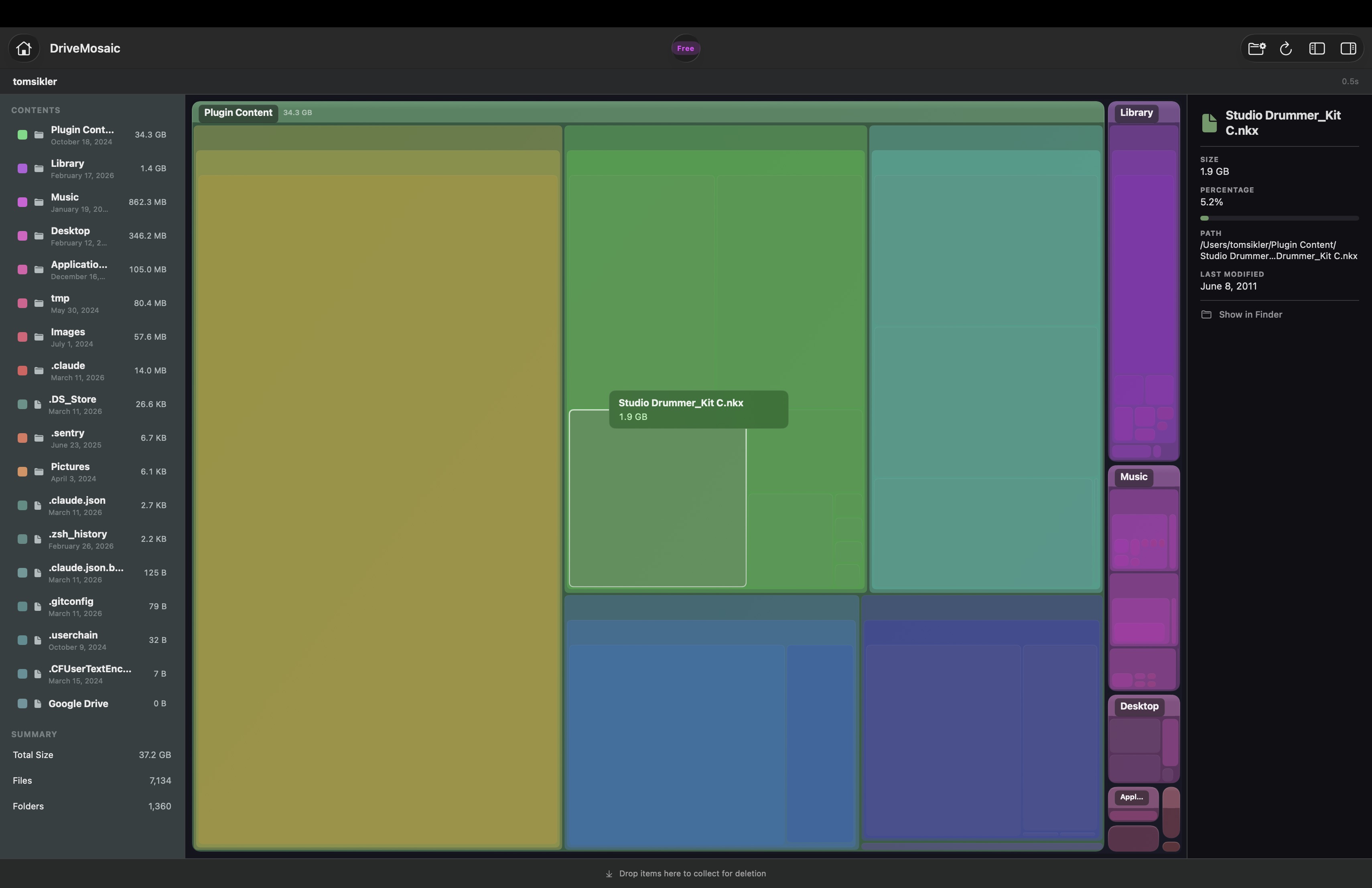 DriveMosaic treemap visualization showing disk usage