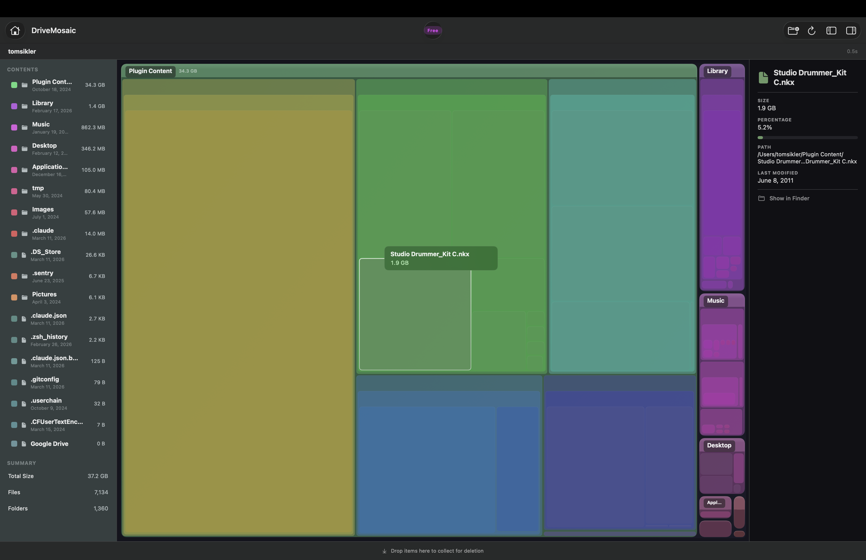 DriveMosaic treemap visualization showing disk usage